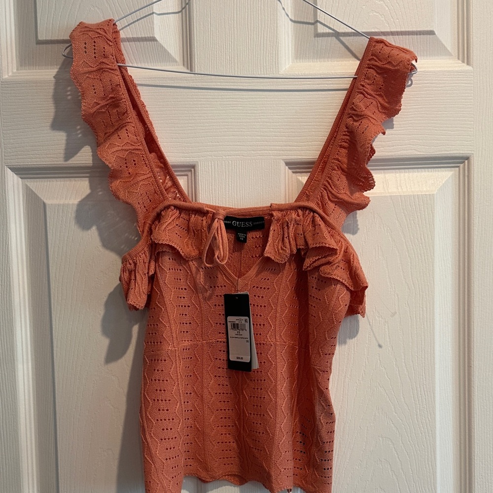 Guess Women's Coral Lace Ruffle Blouse